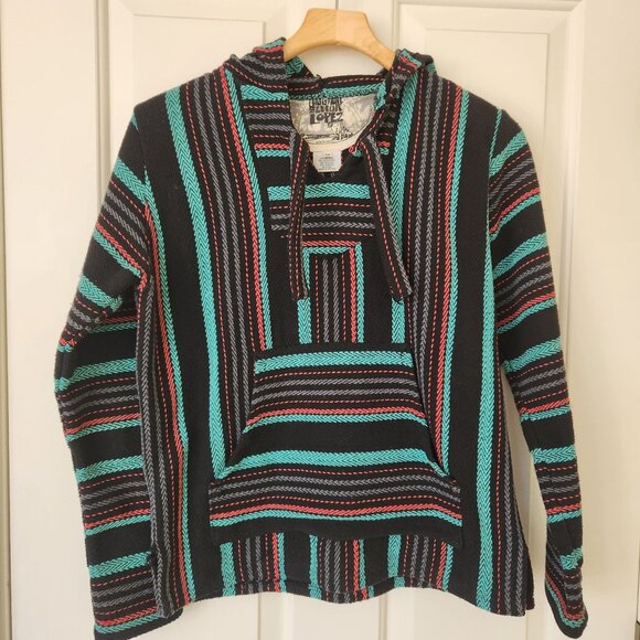 Original Senor Lopez Striped Baja Hoodie Pullover Jacket Boho Summer Beach M - Picture 1 of 10